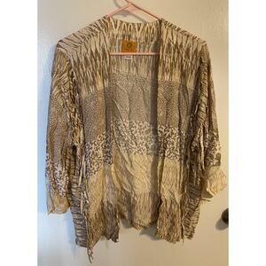Ruby Rd Kimono Cream Brown Open Wrap Womens Size Small (nn)‎